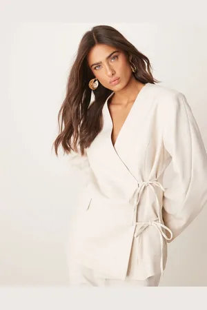 ASOS Double tie side blazer co-ord in stone