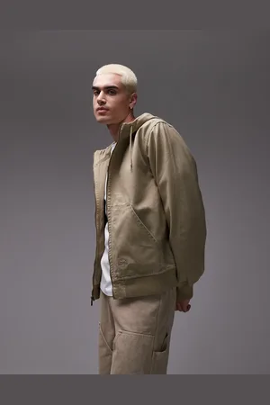 Dickies Duck canvas hooded unlined jacket in washed light tan