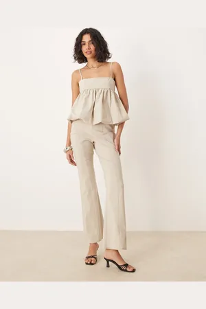 ASOS Structured peplum jumpsuit in ivory