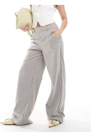 Object Wide leg tailored trousers in and white stripe