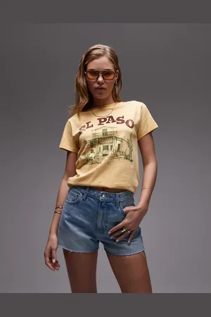 Topshop Denim A-line shorts in bleach