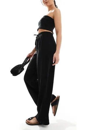 New Look Crinkle wide leg trousers in