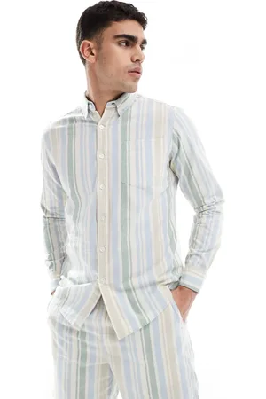 Farah Steen co-ord long sleeve stripe shirt in blue and green