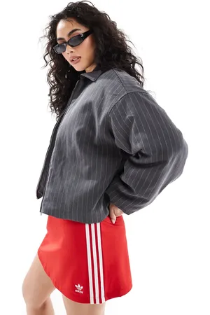 Monki Lightly padded bomber jacket in pinstripe