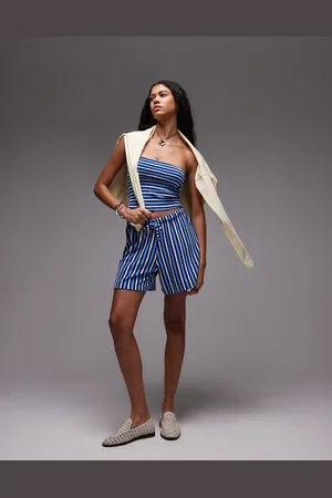 Topshop Stripe drawcord towelling shorts co-ord in