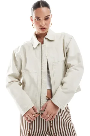 Pull&Bear Oversized canvas jacket in ecru