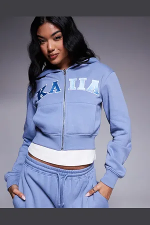 Kaiia Embroidered logo zip through hoodie co-ord in light