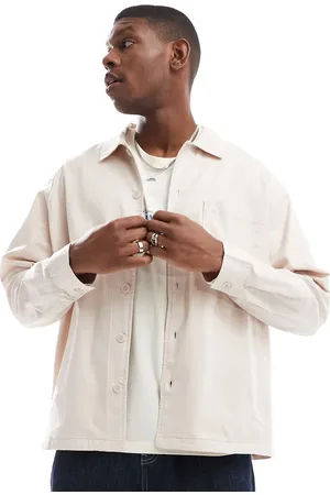 JACK & JONES Linen blend overshirt in beige