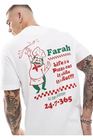 Farah Powis t-shirt in with pizzeria chest and back print