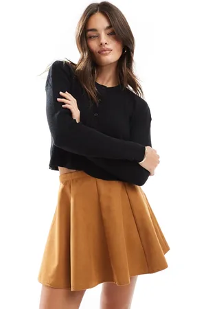 ASOS Flippy faux suede mini skirt in tan - TAN