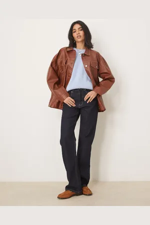 Gina Tricot Co-ord mid rise relaxed straight leg jeans in rinse wash indigo