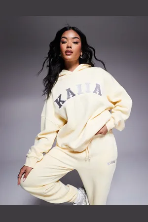 Kaiia Embroidered logo hoodie co-ord in soft and dark grey