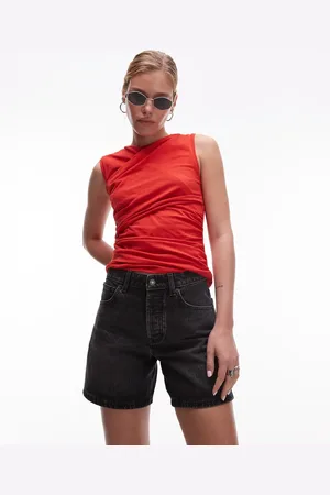 Topshop Denim Editor shorts in washed