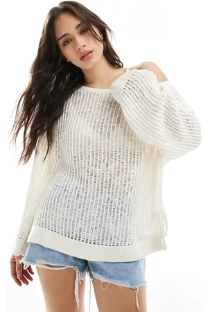 Monki Open knit jumper with tie sides in