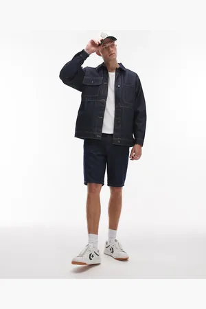 Topman Denim straight leg short in raw