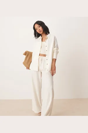 JDY Wide leg linen trouser co-ord in