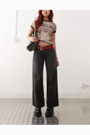 Motel Roomy wide leg low rise jeans in washed