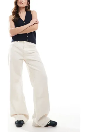 Pull&Bear High rise wide leg jean in ecru