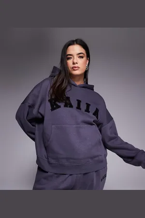 Kaiia Plus logo oversized hoodie co-ord in dark
