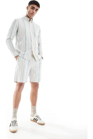 Farah Redwald co-ord stripe shorts in blue and green