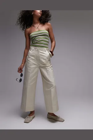 ARKET Ankle grazer wide leg structed cotton trousers in light beige