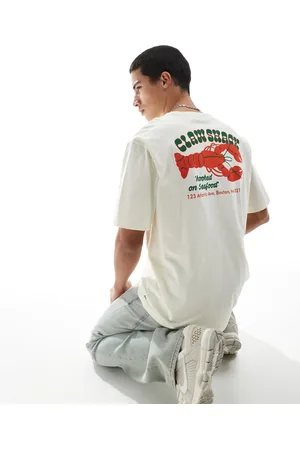 Only & Sons Relaxed fit t-shirt with claw shack back print in beige