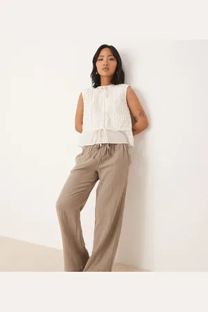 JDY Wide leg cheesecloth trousers in