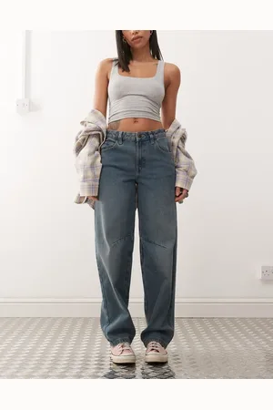 Noisy May Hazel barrel jeans with knee seam in vintage mid