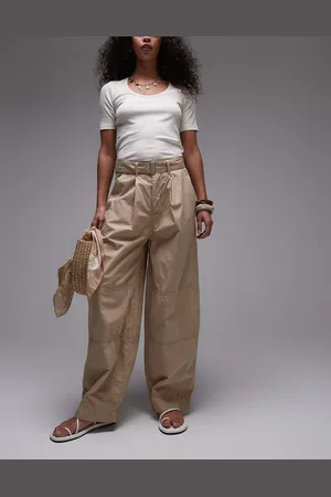 Topshop Lightweight balloon trousers in stone