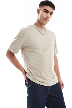 Only & Sons Distressed t-shirt in cream