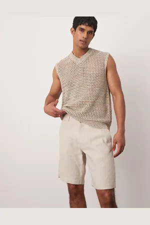 MANGO Premium linen shorts in beige