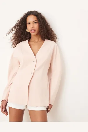 ASOS Tailored linen look textured nipped waist blazer in light