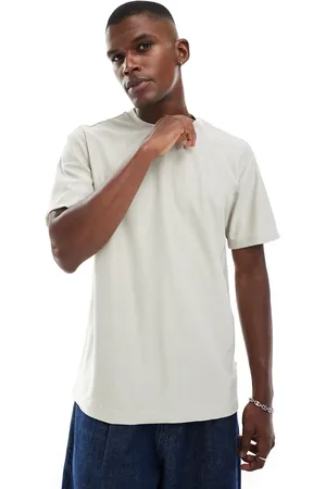 Only & Sons Plisse relaxed t-shirt in beige