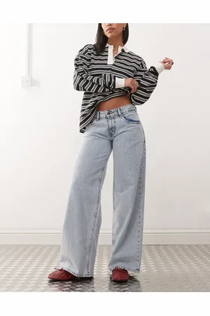 Motel Roomy wide leg low rise jeans in light wash
