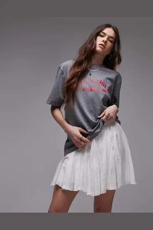 Topshop Cotton flippy mini skirt with godets in ivory