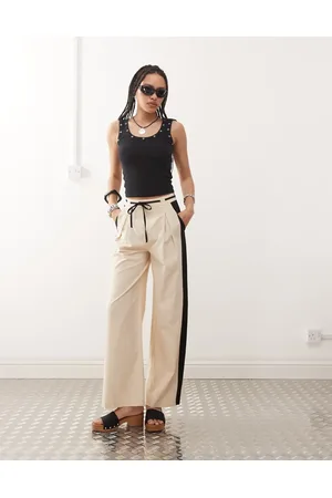 Reclaimed Linen blend trouser with side stripe detail