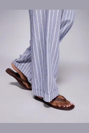 River Island Leather toe thong flat sandal in tan