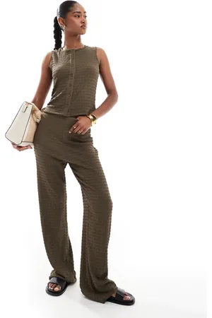 Brave Soul Co-ord textured straight leg trousers in