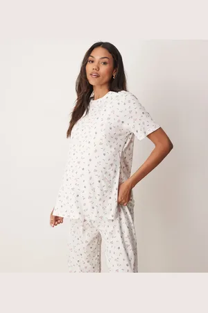 ASOS ASOS DESIGN Maternity nursing tee & trouser pyjama set in fruit ditsy print