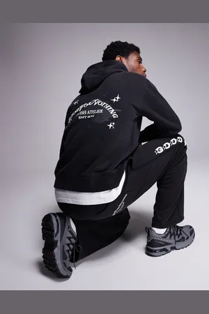 Good For Nothing Co-ord space dye hoodie with sleeve and back print in wash