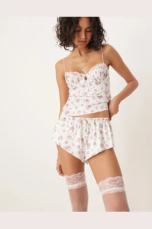For Love & Lemons Thats Amore sleep shorts in white floral co-ord