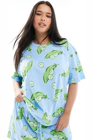 ASOS ASOS DESIGN Curve peas in a pod oversized tee & short pyjama set in