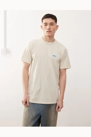 Obey Icon graphic logo t-shirt with back print in cream