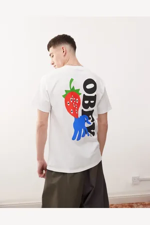 Obey Strawberry graphic logo t-shirt with back print in