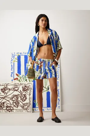 Topshop Co ord Bradley.B high rise linen floral stripe short