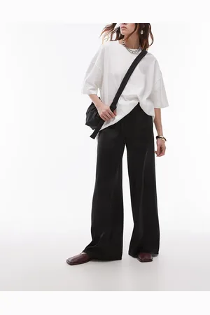Topshop Satin tie waist wide leg trouser in
