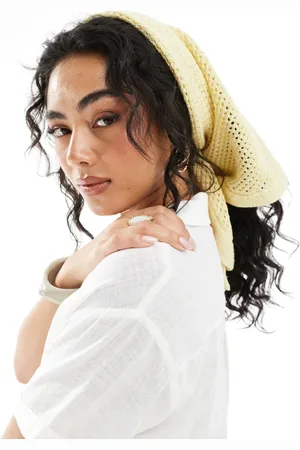 ASOS Crochet knit head scarf in buttermilk