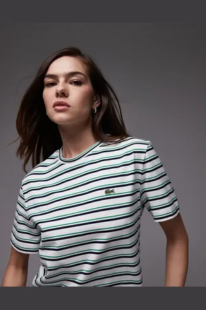 Lacoste Oversized t-shirt in green black and horizontal stripes