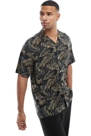 JACK & JONES Revere collar tropical print short sleeve shirt in