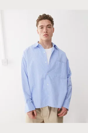 Reclaimed Boxy oversized shirt in blue stripe